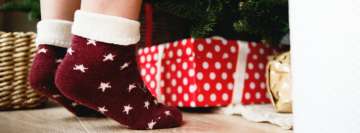Tiptoe on a Starry Christmas Socks Facebook Cover Photo