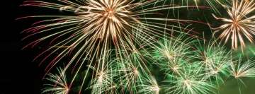 Yellow and Green Fireworks Display New Year Facebook Cover Photo