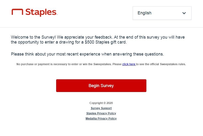 Survey.medallia.com/staples-cares