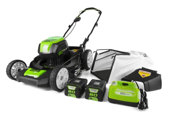 Greenworks 80V 21-Inch Cordless Brushless Lawn Mower (2- 2Ah Batteries)