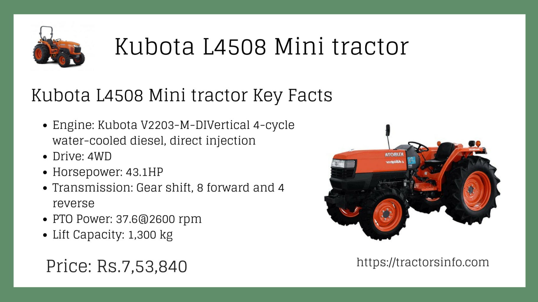 Kubota L4508 mini tractor