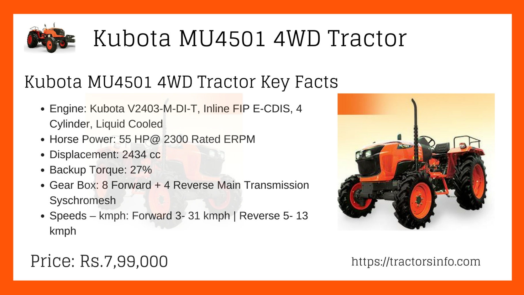 Kubota MU4501 4wd Mini tractor