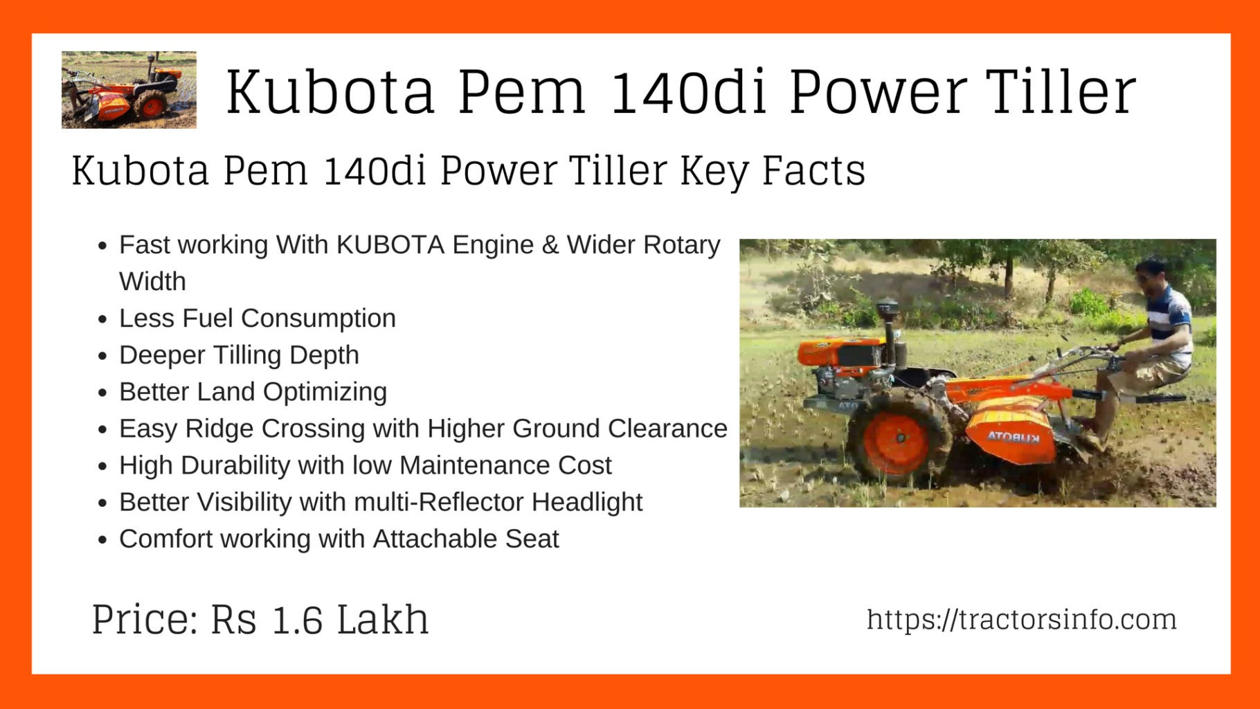 Kubota Pem 140di Power Tiller