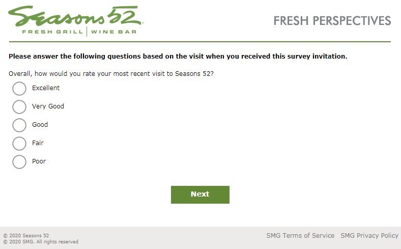 Seasons 52 Satisfaction Survey