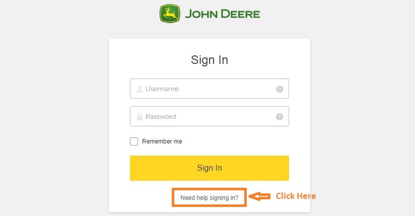 John Deere ess Login forgot password step 1