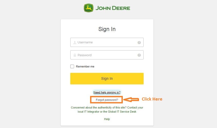 John Deere ess Login forgot password step 2