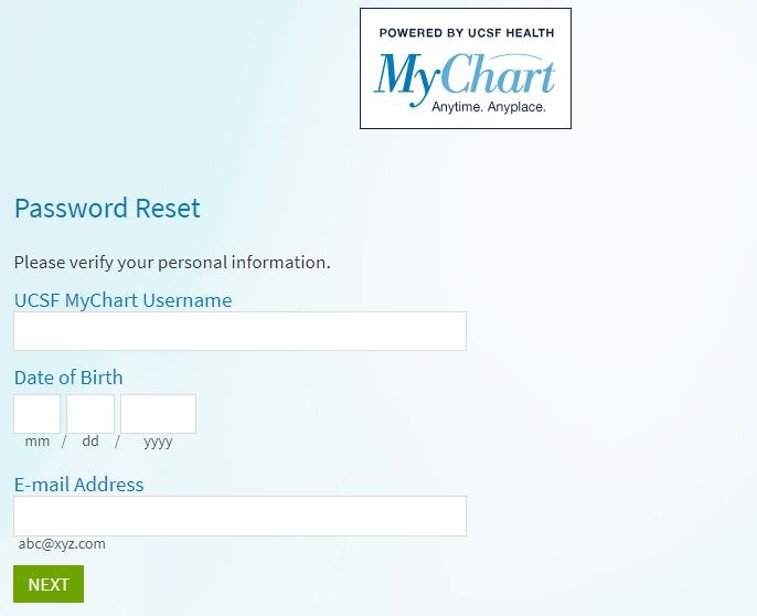Mychart UCSF login forgot password 1