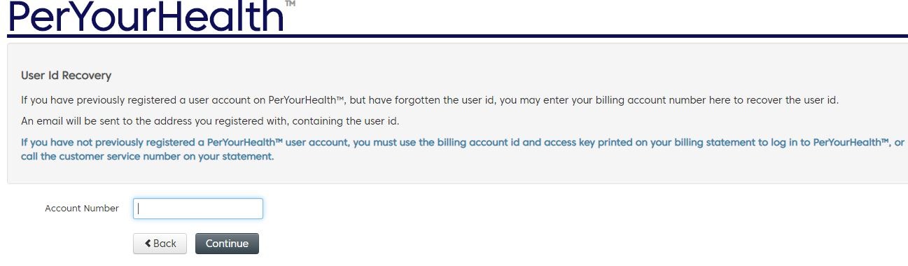 PerYourHealth forgot Registered user id 1