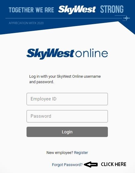 SkyWestOnline login Forgot password 1