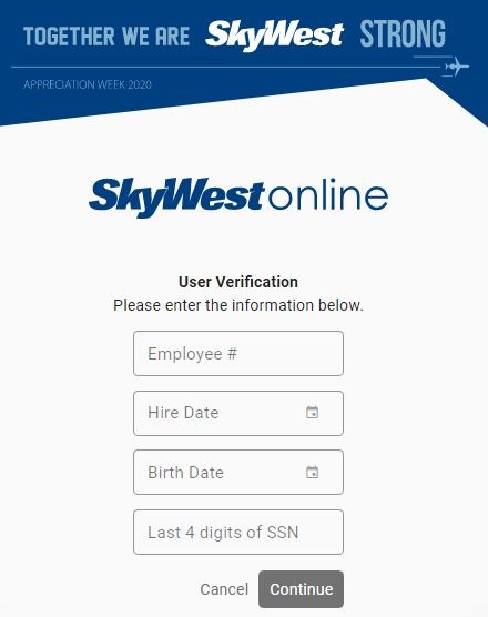 SkyWestOnline login Forgot password 2