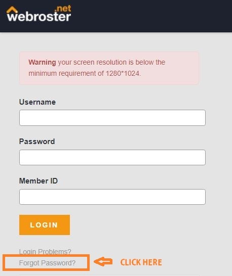 Webroster Login UK forgot password 1