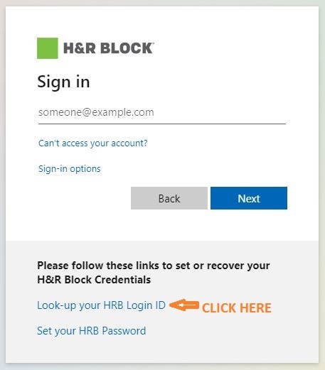 HRblock DNA Look-up your HRB Login ID 1