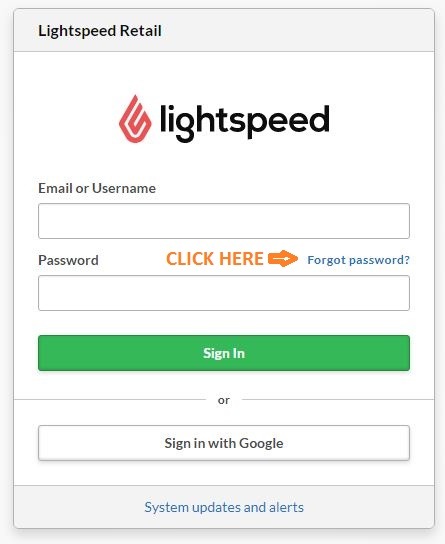Lightspeed Retail forgot password 1
