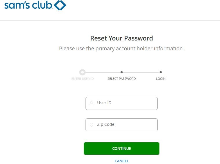 Sam's Club Credit Card forgot password 2