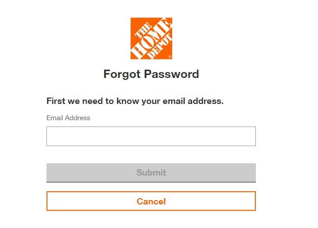 Home Depot My Account forgot password 2