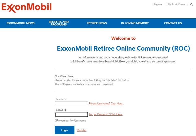 ExxonMobil Employee Benefits Login