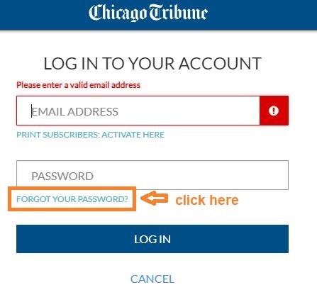 Chicago Tribune Login forgot password 1