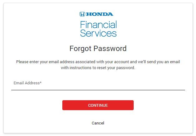 Honda Financial Services Login forgot password 2