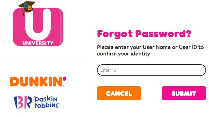 Dunkin University Login forgot password 2
