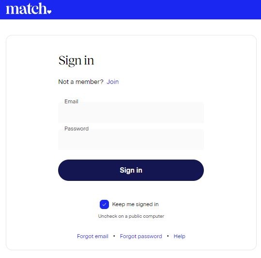 Match.com Login forgot password 1