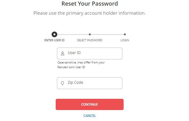 Rakuten Credit Card Login forgot password 2