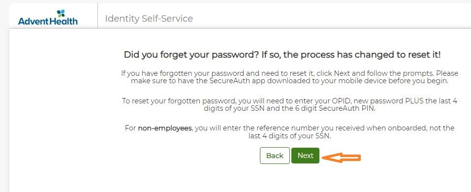 Adventhealth Employee Email Login reset password 3