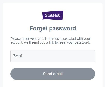 Stubhub Login forgot password 2