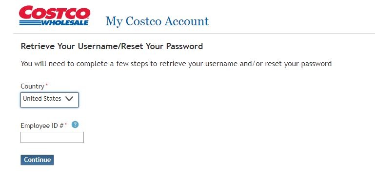 Costco Ess Login reset password 3