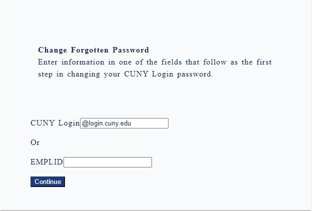 Cunyfirst Login reset password 2