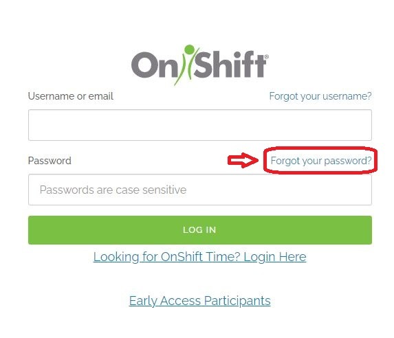 OnShift Login reset password 1