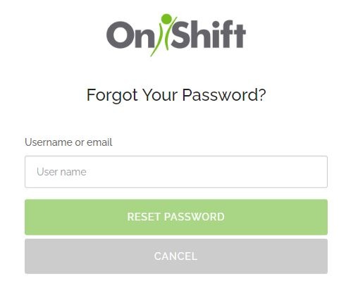 OnShift Login reset password 2