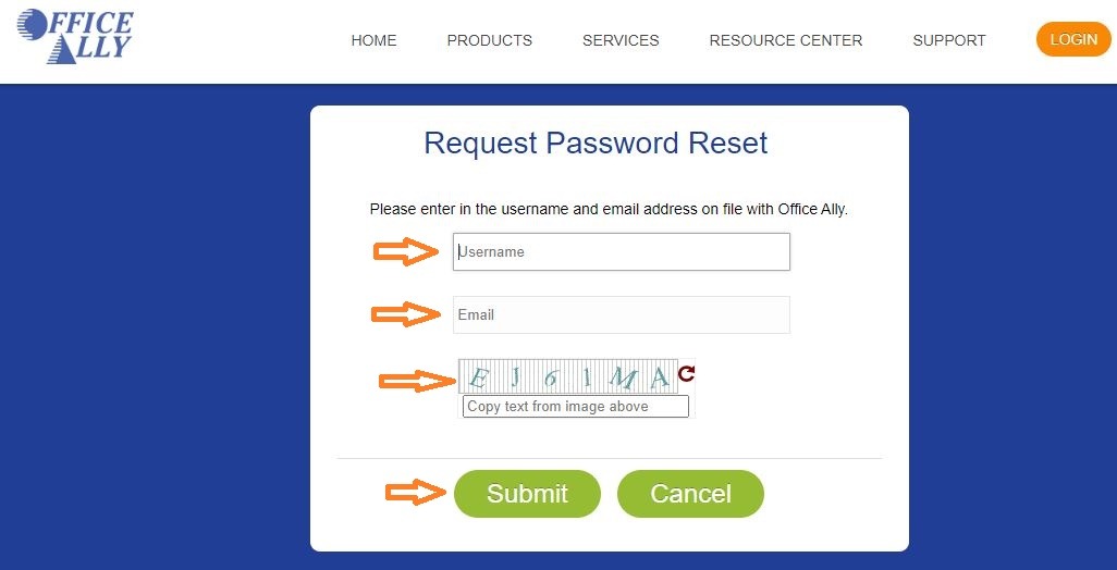 Office Ally Ehr Login reset password 2