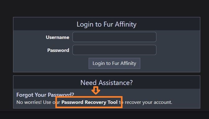 Furaffinity Login reset password 1
