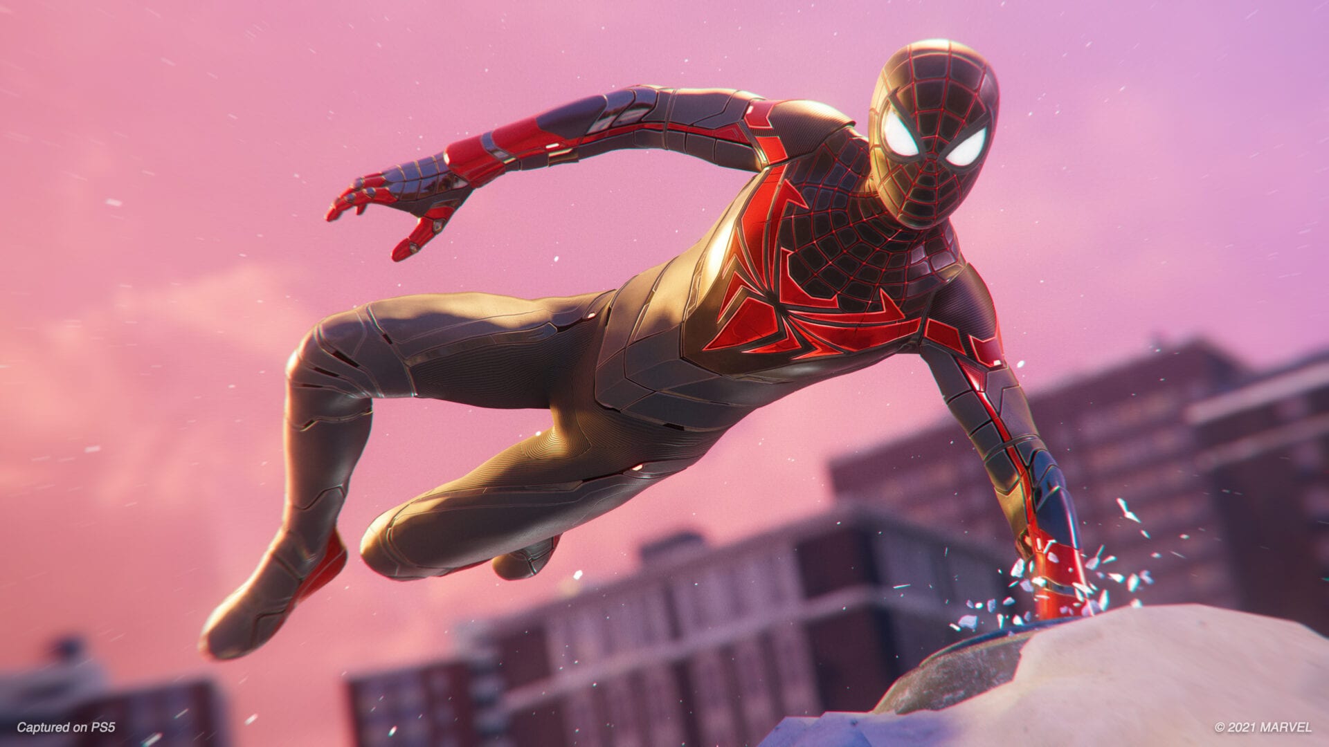 The Advanced Tech Suit in action in Spider-Man Mile Morales