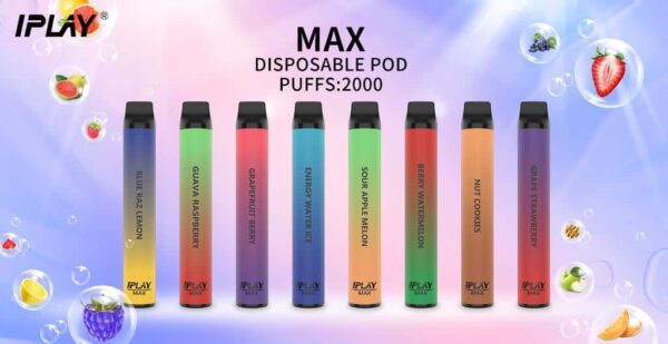 I PLAY MAX VAPE 2000 PUFFS Parameter Of IPLAY MAX 2000 Puffs: Battery: Built-in 1200mAh E-juice Capacity: 8ml Puffs: ~2000 Puffs Flavor:OEM Flavors