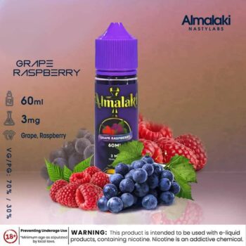 Grape Raspberry 60ml Almalaki For Nasty By Best In Dubai Now www.uaevapeclub.net Brand Name: Nasty Almalaki Flavor: Grape, Raspberry VG/PG: 70%/30% Size: 60 ml