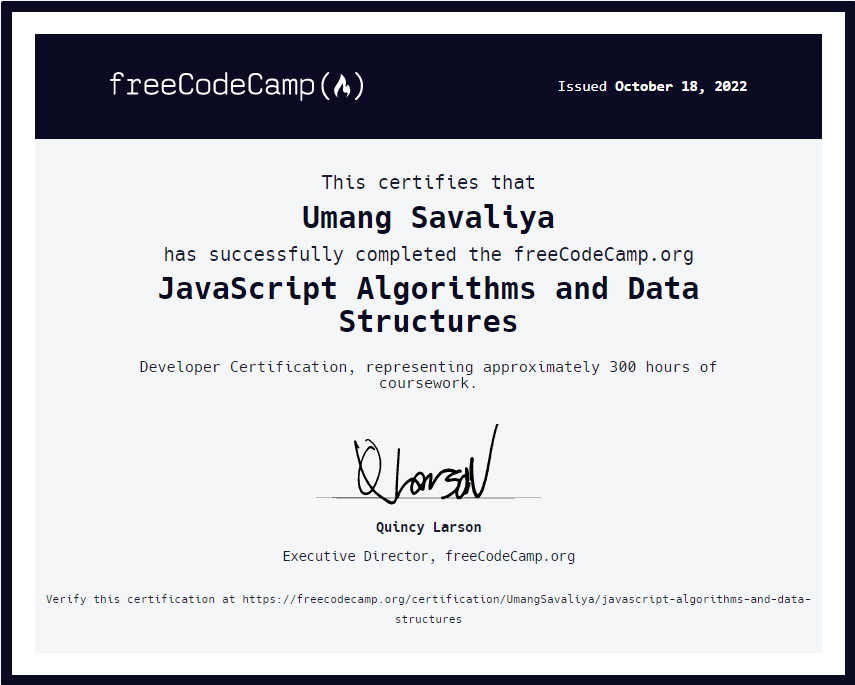 freeCodeCamp - javaScript algorithms and data structures certification