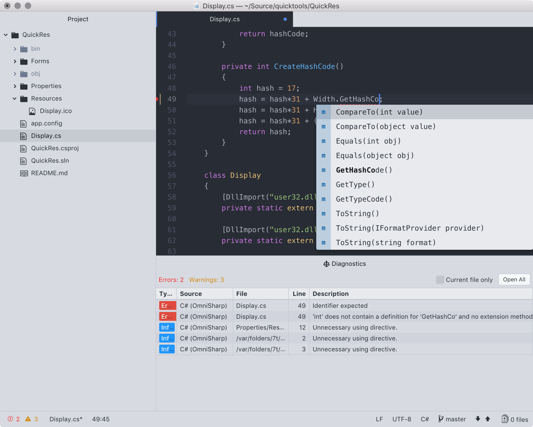 Screen shot of IDE-CSharp