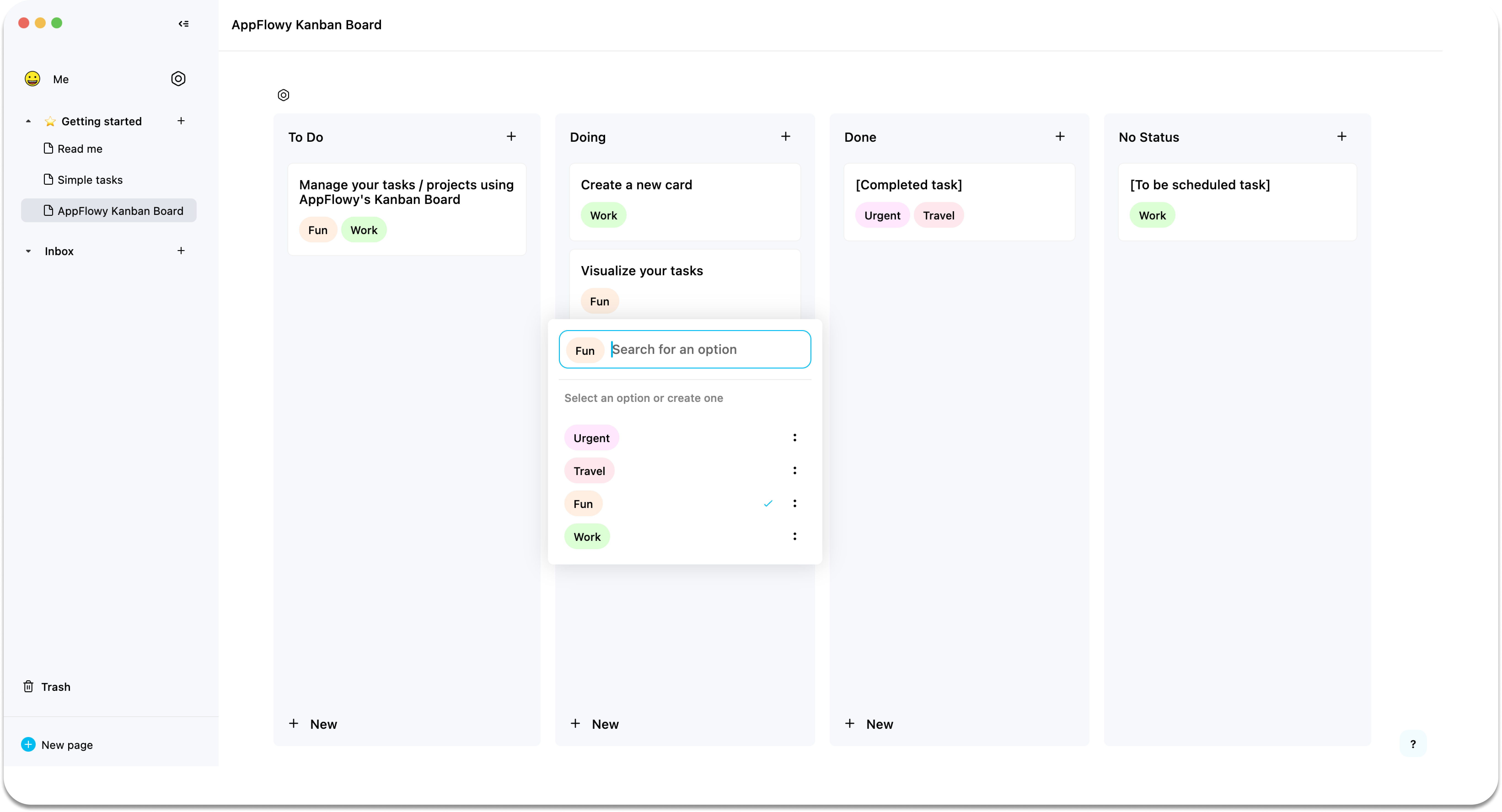 AppFlowy Kanban Board for To-Dos