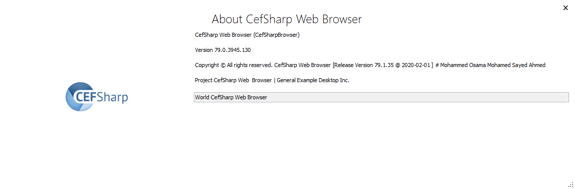 About Available CefSharp Version79.1.35 