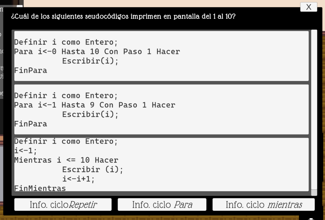 Elegir ciclo correcto 2