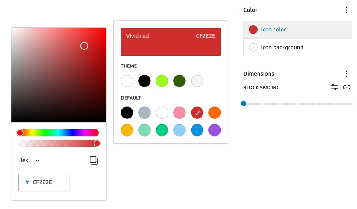 Alpha filter for Social icons block color settings