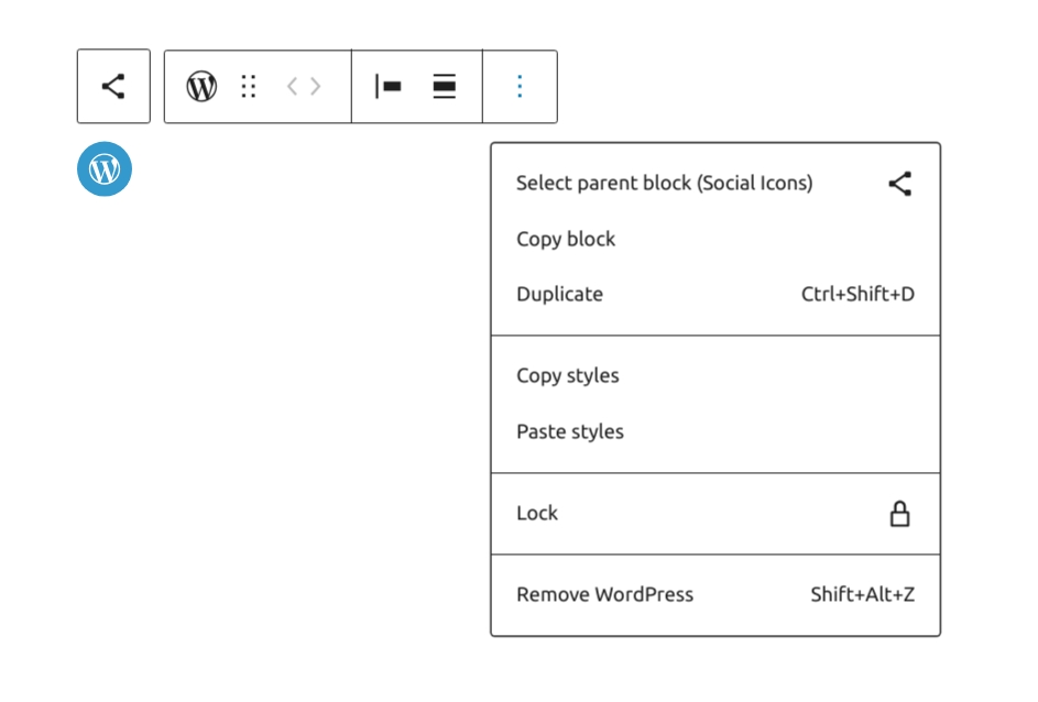 More options for individual icon block.