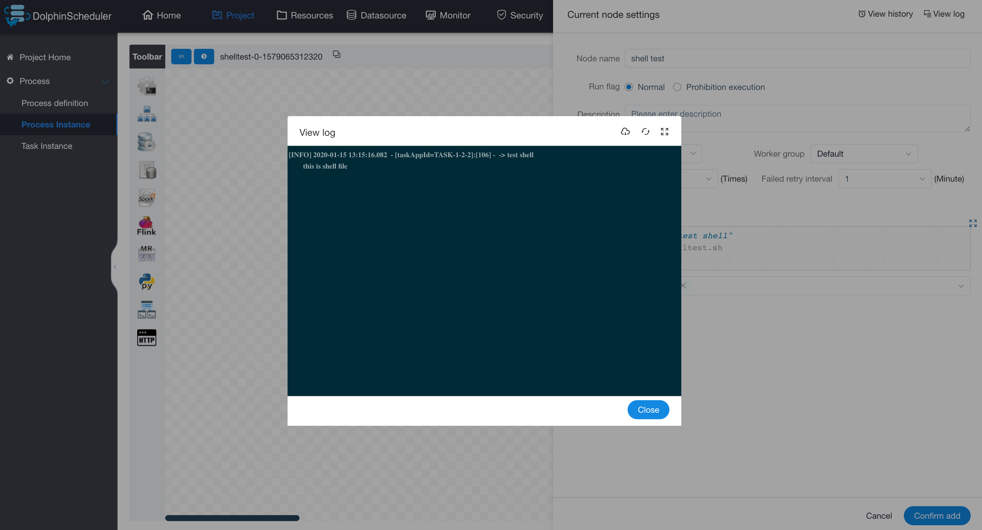 process definition list page