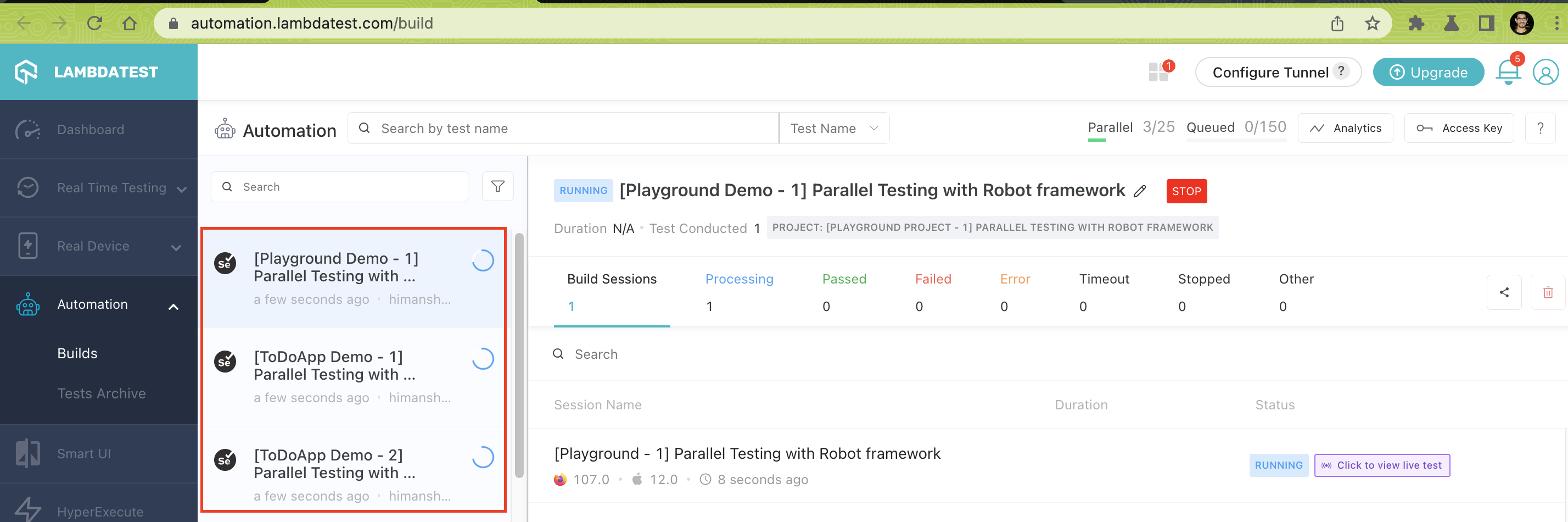 Robot_Test_Level_Execution_Progress