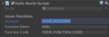 Azure Function details in Unity