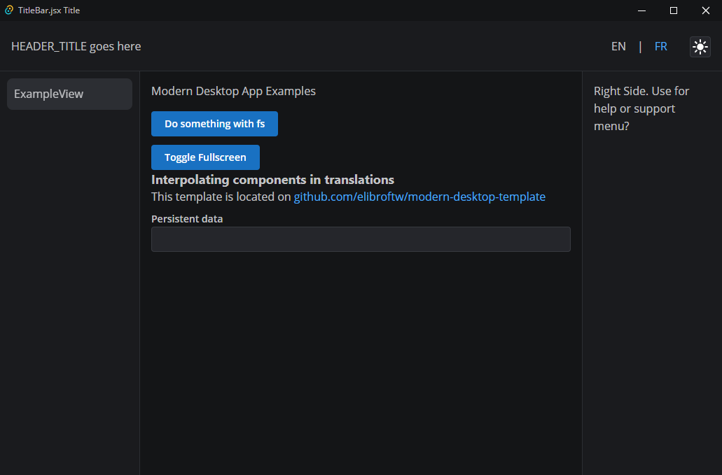 App screenshot with dark colorscheme