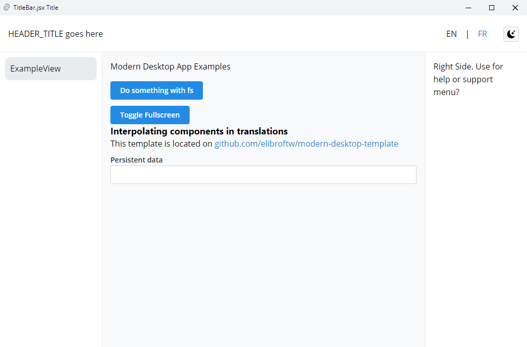 App screenshot with light colorscheme