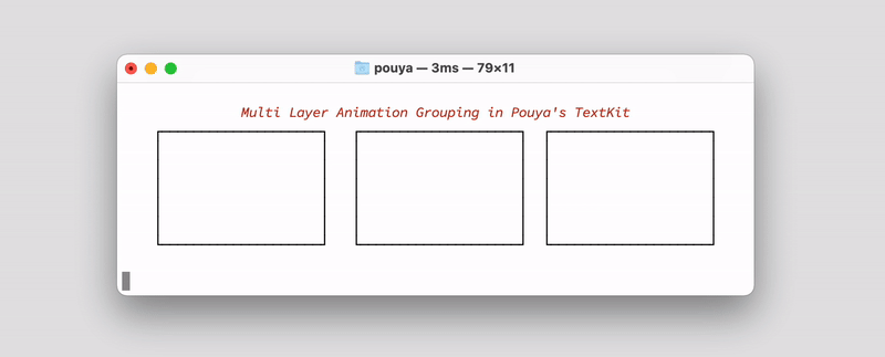 The Pane Animation Demo of the TextGraphic that shows how different canvases can be added together independent of their space