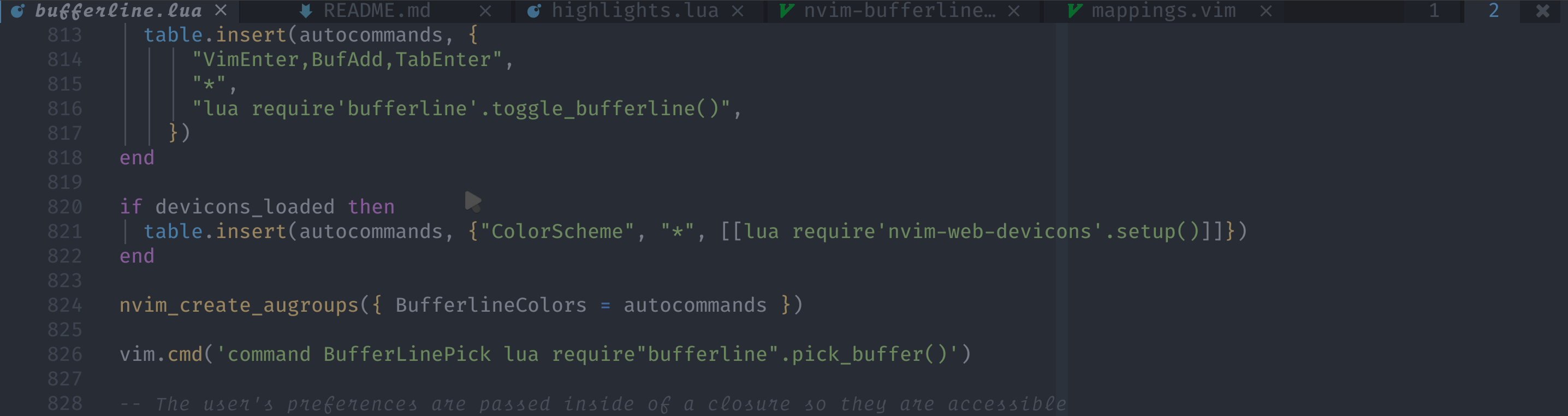 bufferline pick